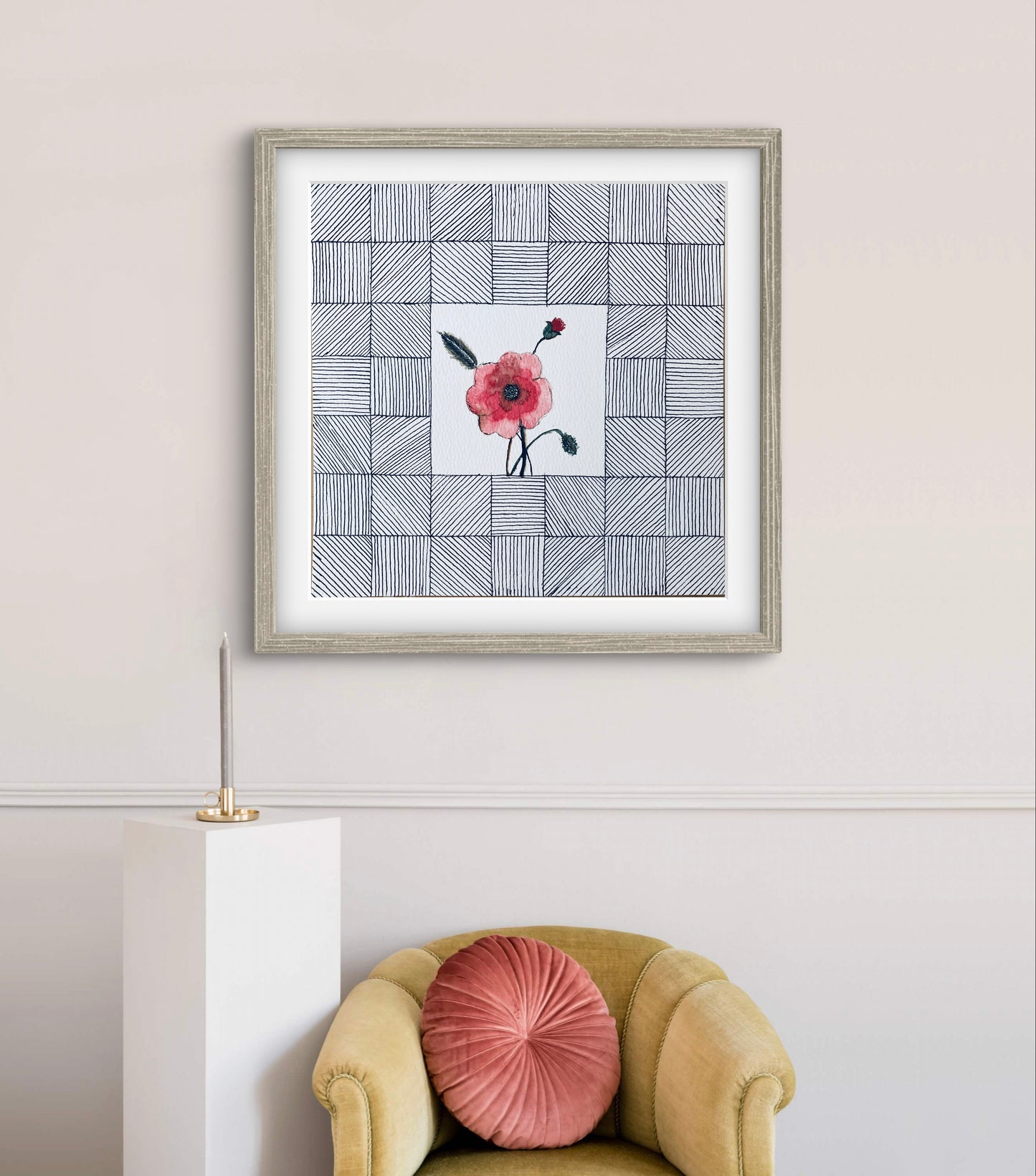 "Poppy August Birth Flower Art - Modern Botanical Wall Art - ZenS Art"
