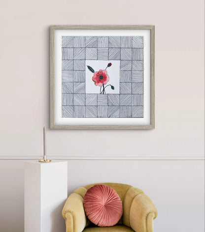 "Poppy August Birth Flower Art - Modern Botanical Wall Art - ZenS Art"