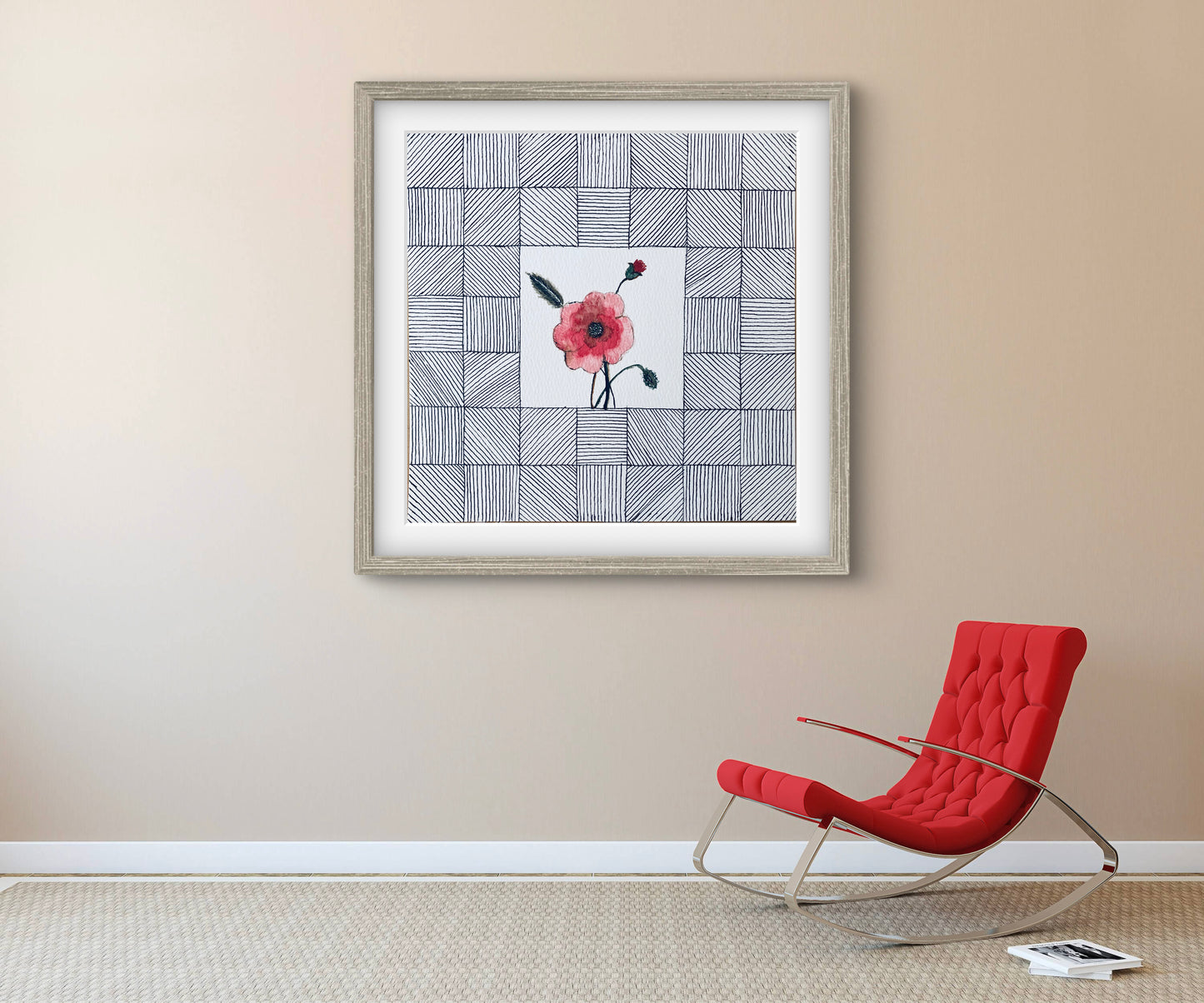 "Poppy August Birth Flower Art - Modern Botanical Wall Art - ZenS Art"