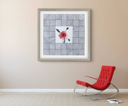 "Poppy August Birth Flower Art - Modern Botanical Wall Art - ZenS Art"