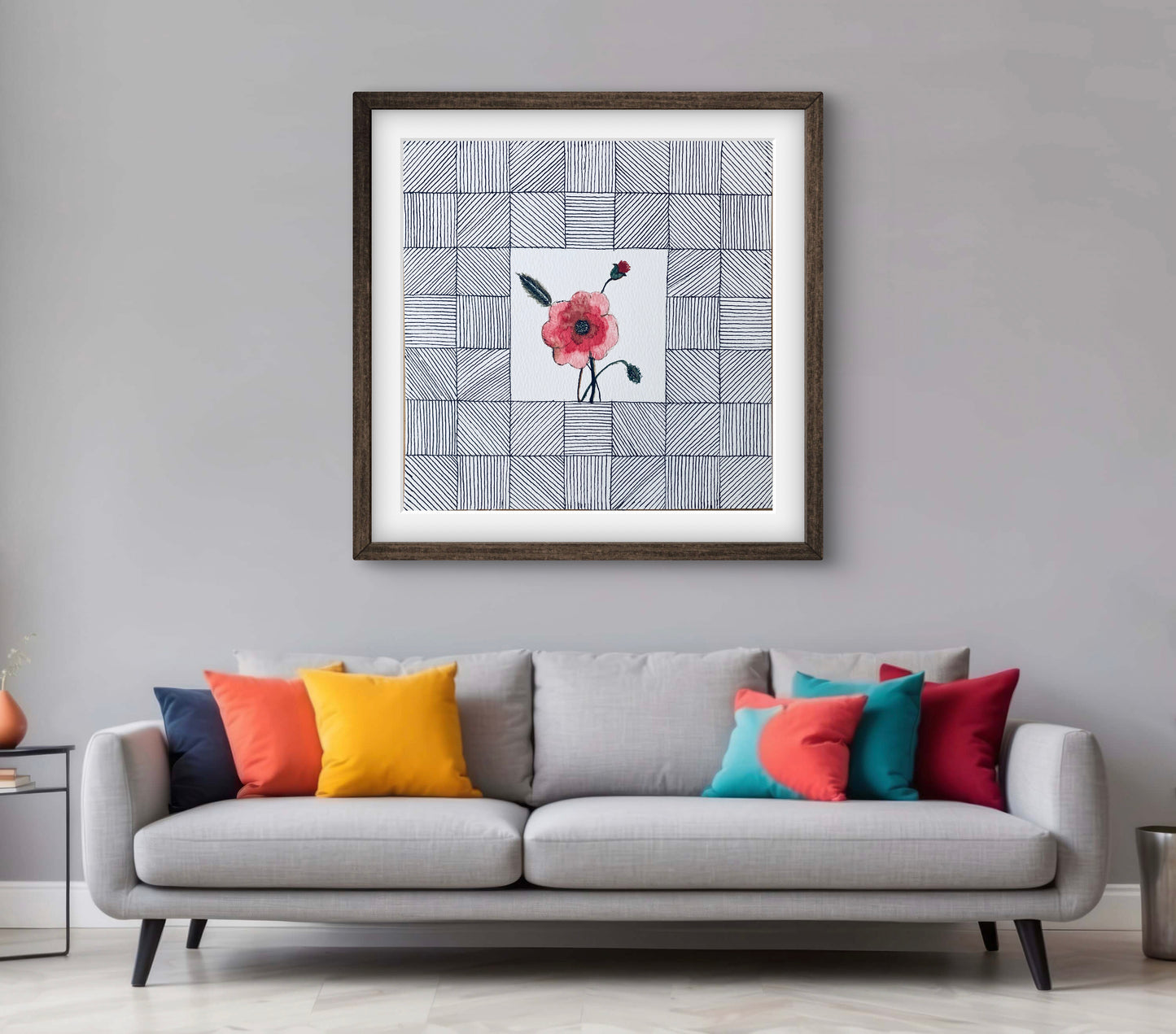 "Poppy August Birth Flower Art - Modern Botanical Wall Art - ZenS Art"