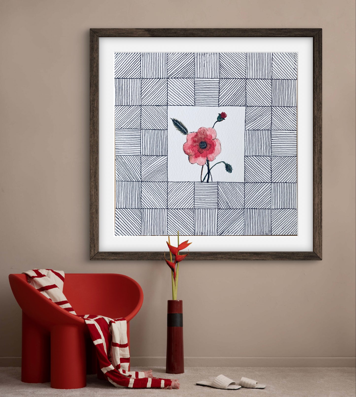 "Poppy August Birth Flower Art - Modern Botanical Wall Art - ZenS Art"