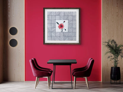 "Poppy August Birth Flower Art - Modern Botanical Wall Art - ZenS Art"