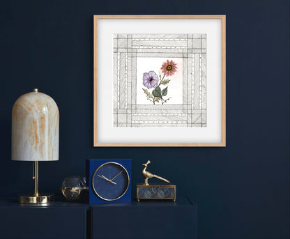 September Birth Flowers Art - Modern Botanical Fine Art Print - ZenS Art