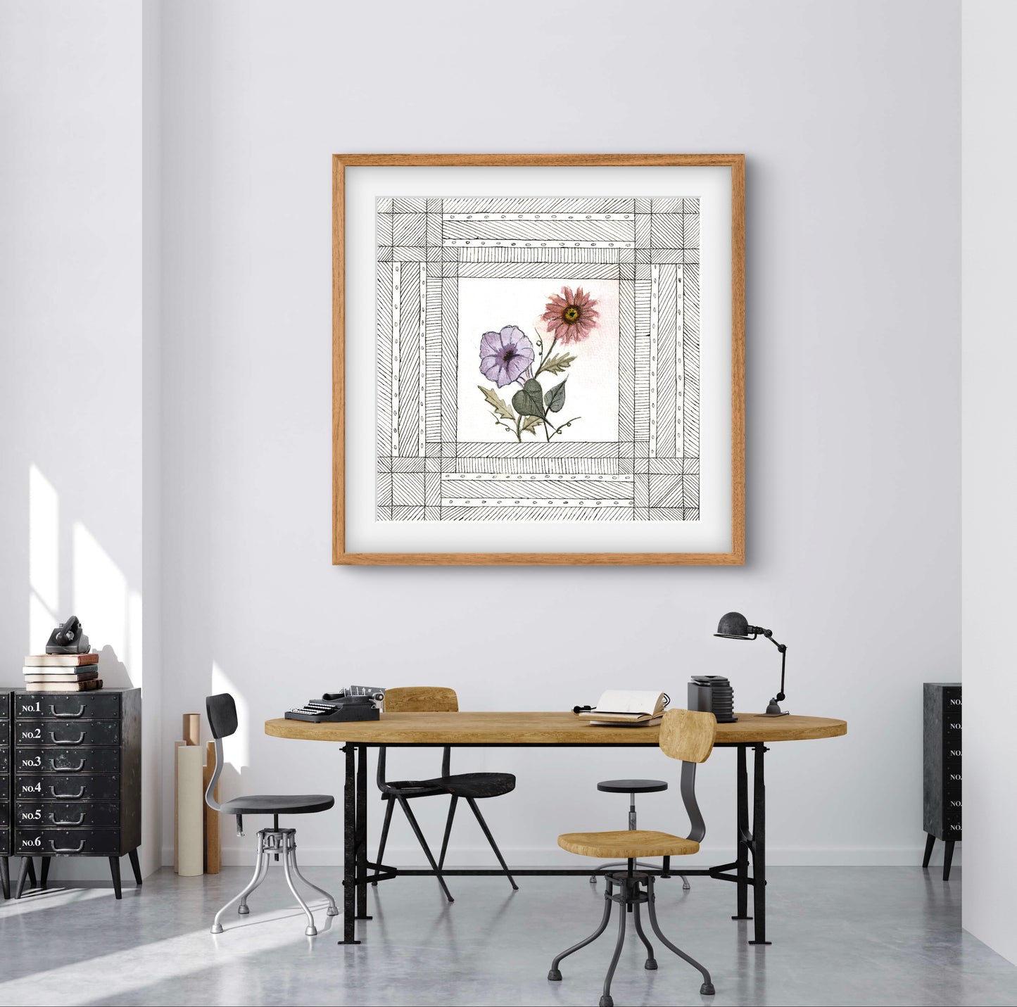 September Birth Flowers Art - Modern Botanical Fine Art Print - ZenS Art