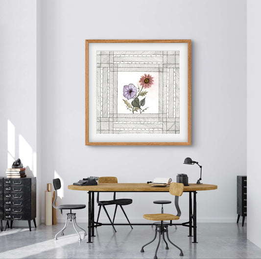 September Birth Flowers Art - Modern Botanical Fine Art Print - ZenS Art