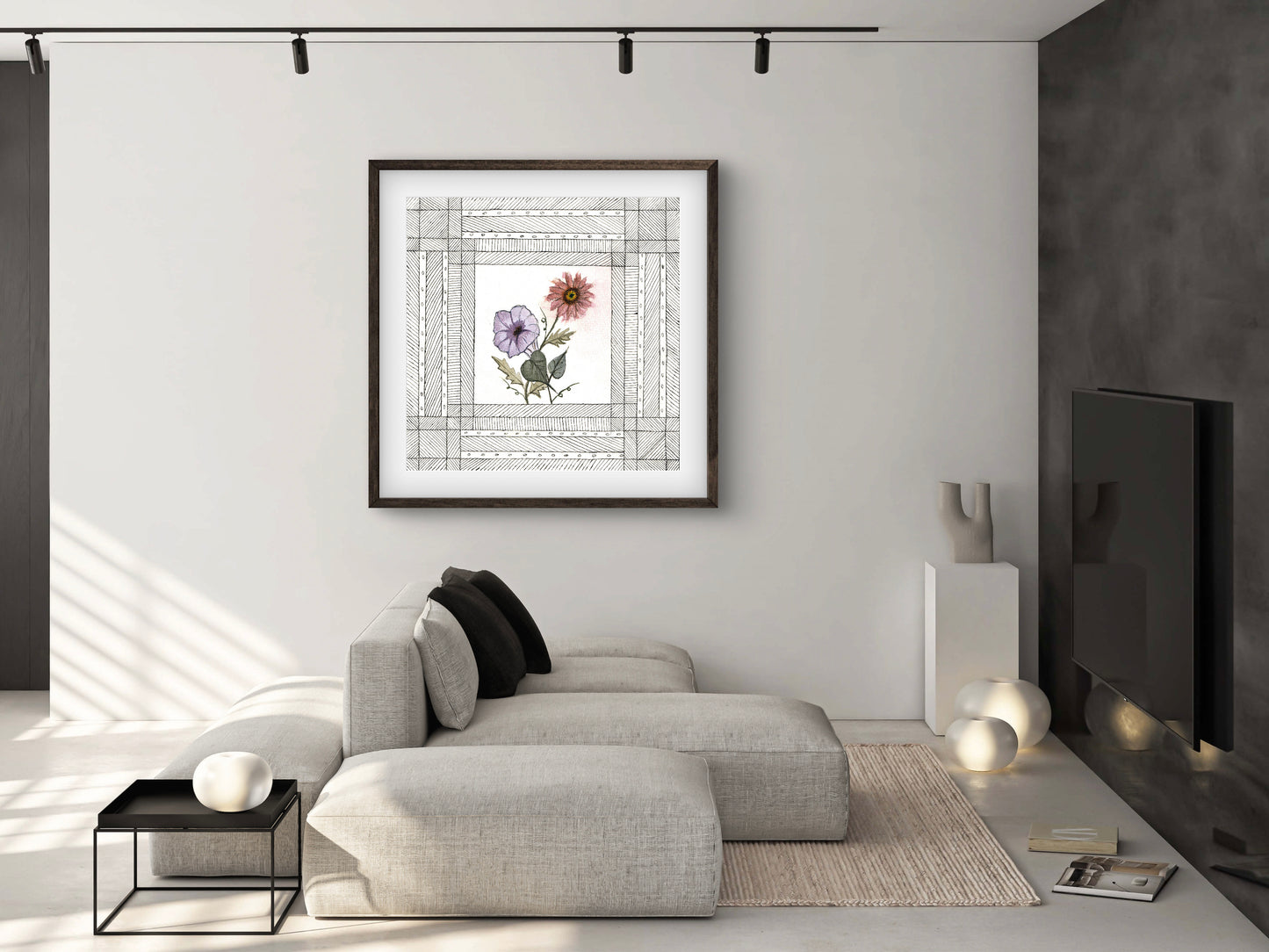 September Birth Flowers Art - Modern Botanical Fine Art Print - ZenS Art