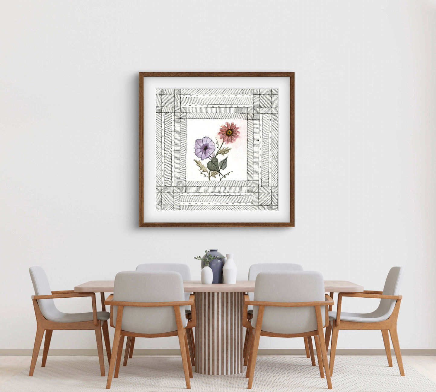 September Birth Flowers Art - Modern Botanical Fine Art Print - ZenS Art