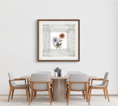 September Birth Flowers Art - Modern Botanical Fine Art Print - ZenS Art