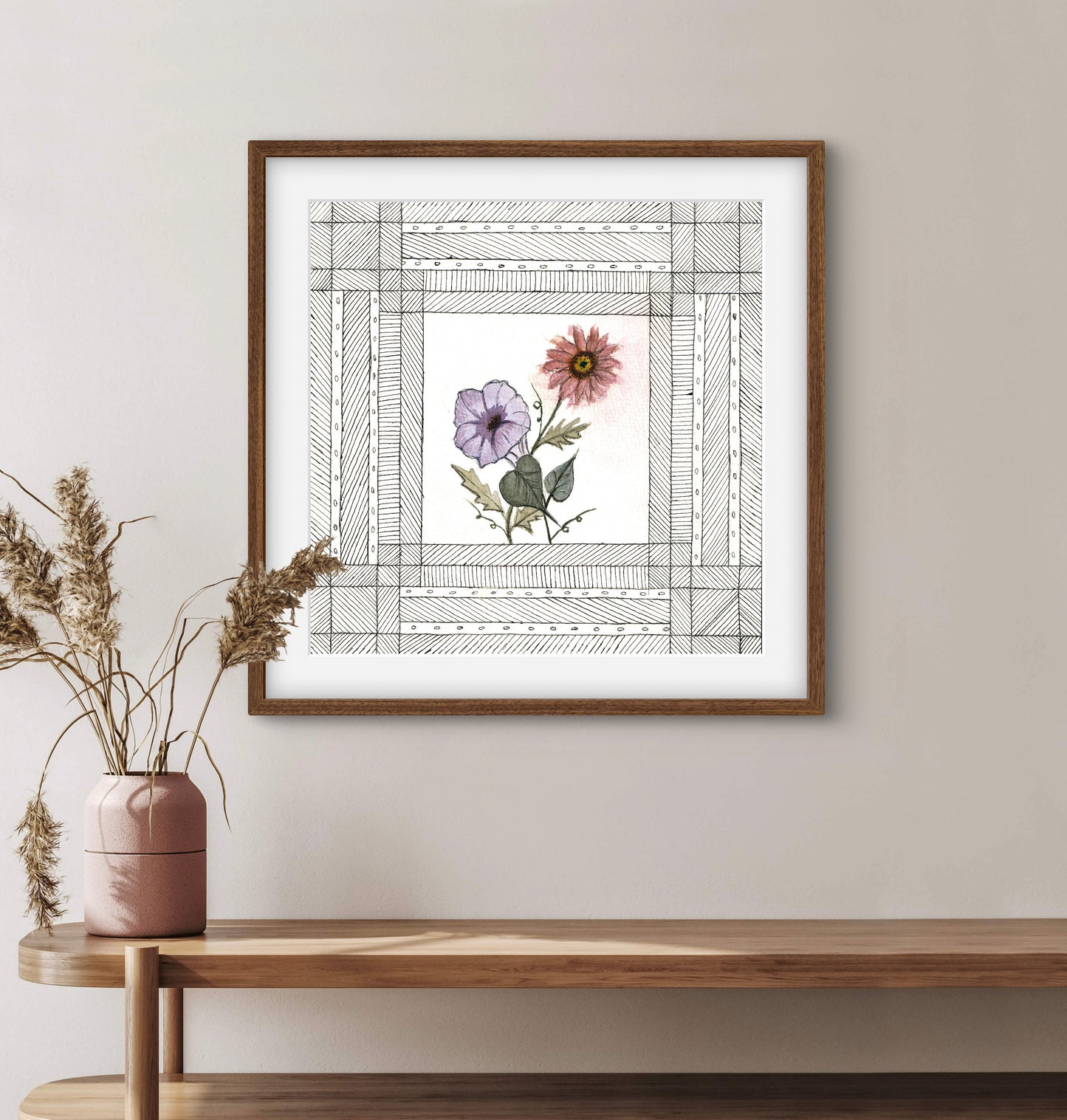 September Birth Flowers Art - Modern Botanical Fine Art Print - ZenS Art