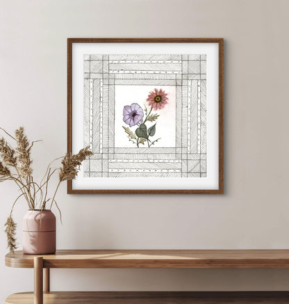 September Birth Flowers Art - Modern Botanical Fine Art Print - ZenS Art