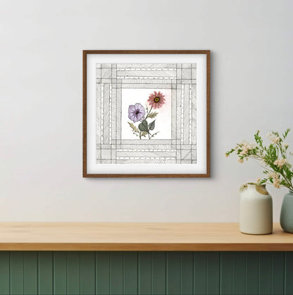 September Birth Flowers Art - Modern Botanical Fine Art Print - ZenS Art