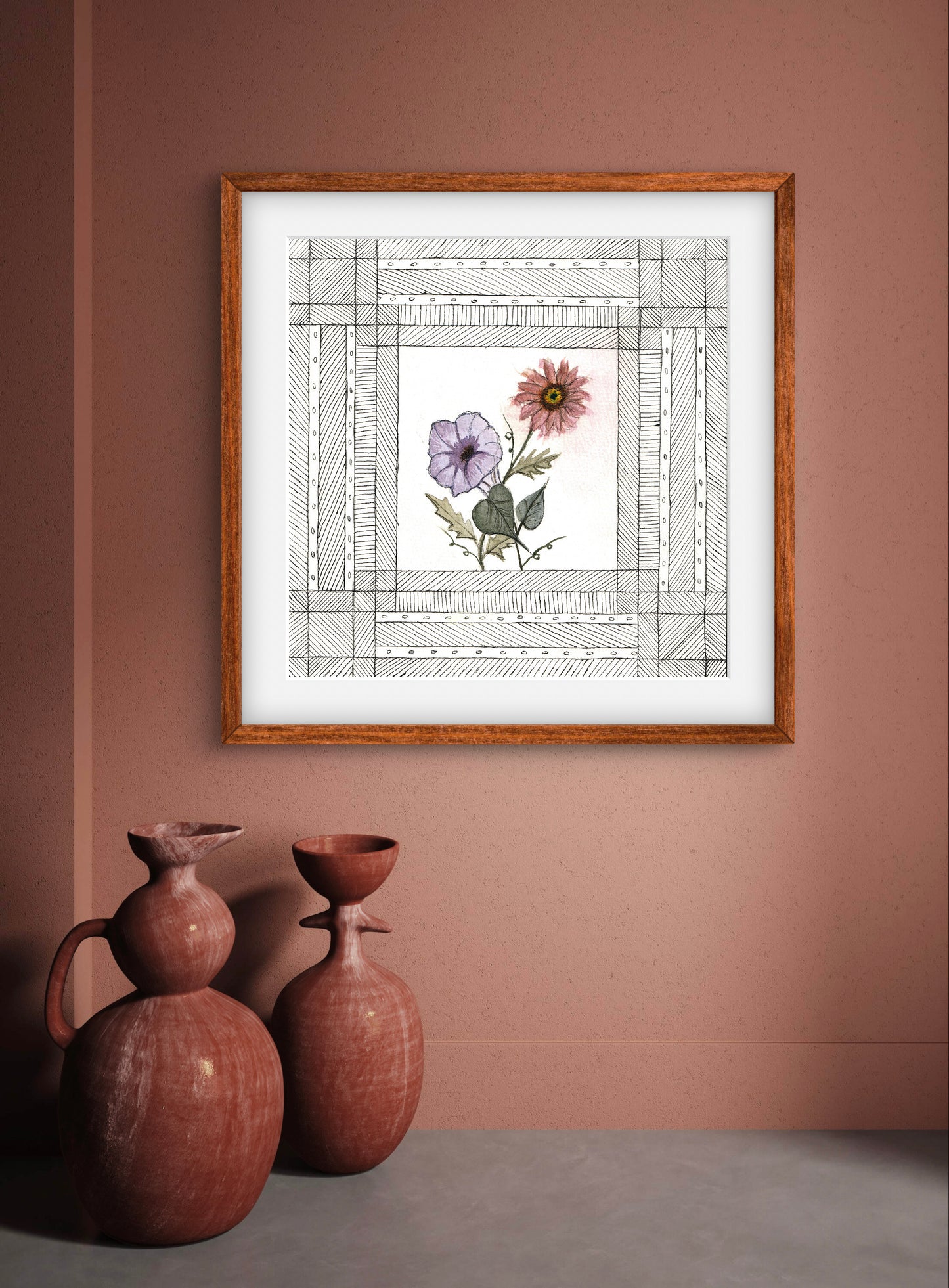 September Birth Flowers Art - Modern Botanical Fine Art Print - ZenS Art
