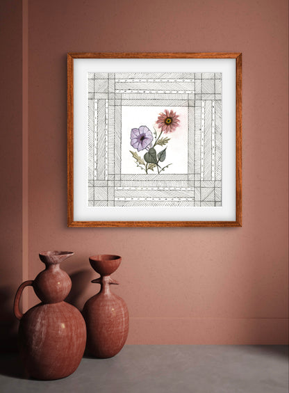September Birth Flowers Art - Modern Botanical Fine Art Print - ZenS Art