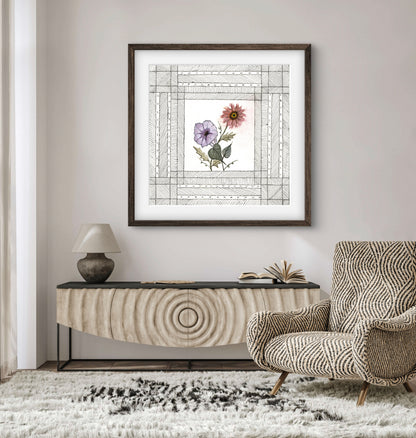 September Birth Flowers Art - Modern Botanical Fine Art Print - ZenS Art