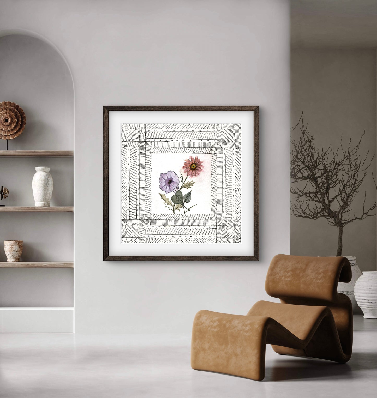 September Birth Flowers Art - Modern Botanical Fine Art Print - ZenS Art