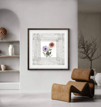 September Birth Flowers Art - Modern Botanical Fine Art Print - ZenS Art