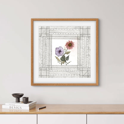 September Birth Flowers Art - Modern Botanical Fine Art Print - ZenS Art