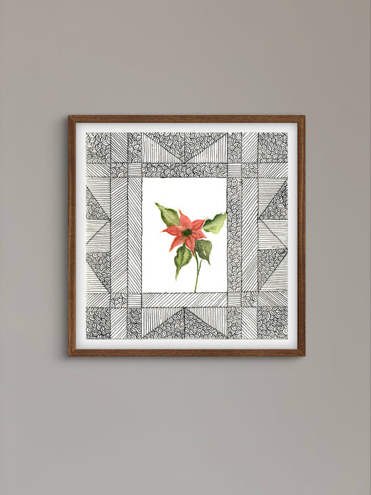 Poinsettia December Birth Flower Art Print - Contemporary Botanical - ZenS Art