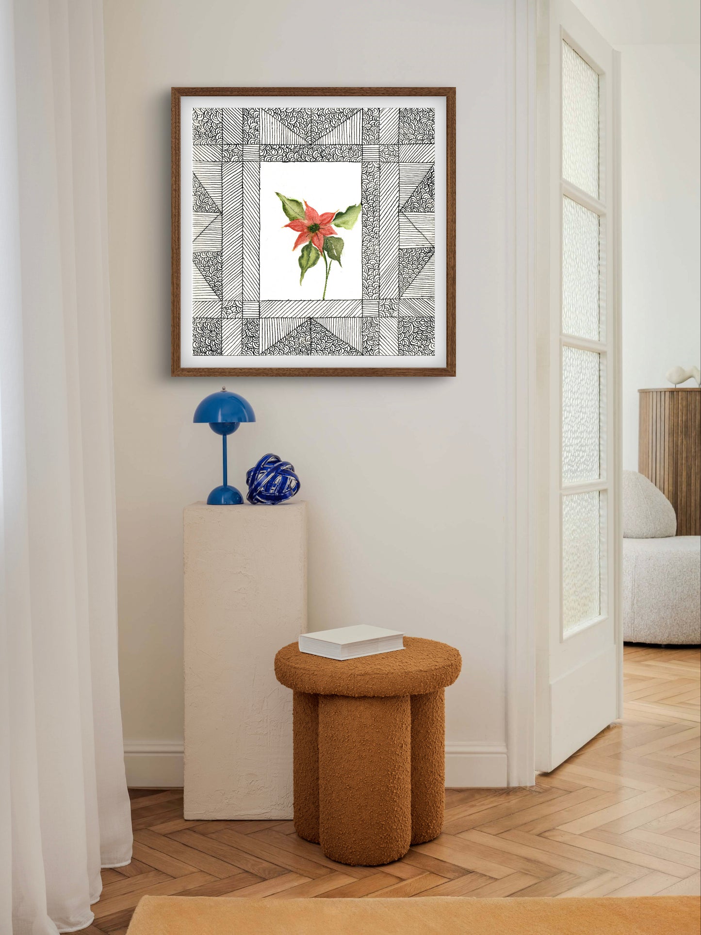 Poinsettia December Birth Flower Art Print - Contemporary Botanical - ZenS Art