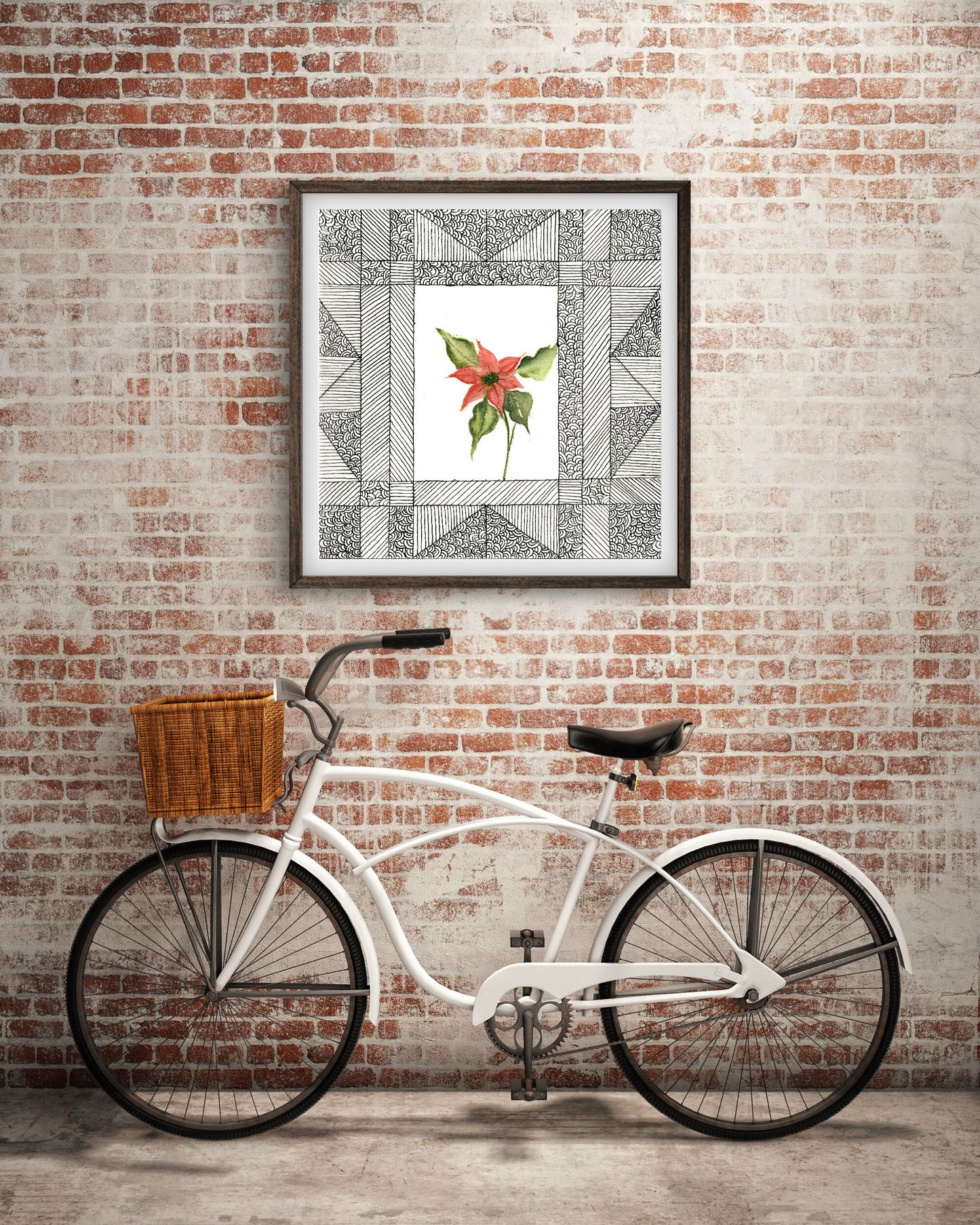 Poinsettia December Birth Flower Art Print - Contemporary Botanical - ZenS Art