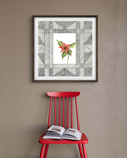 Poinsettia December Birth Flower Art Print - Contemporary Botanical - ZenS Art