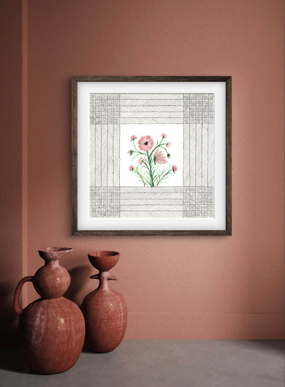 October Birth Flower Cosmos Print - Modern Botanical Art - ZenS Art
