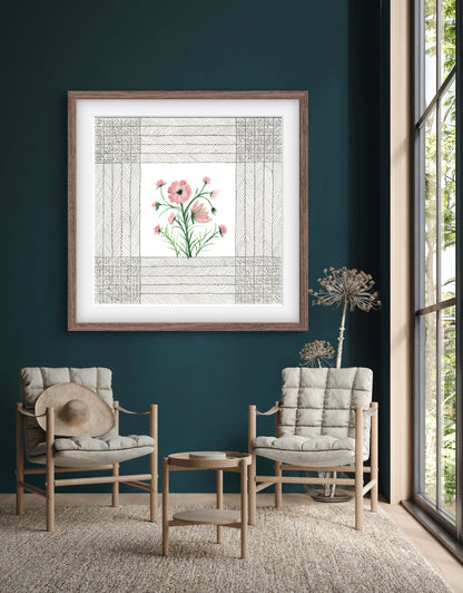 October Birth Flower Cosmos Print - Modern Botanical Art - ZenS Art