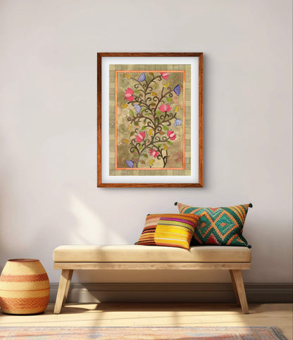 "Madhubani Floral Art - Traditional Indian Folk Artwork Print | ZenS Art"