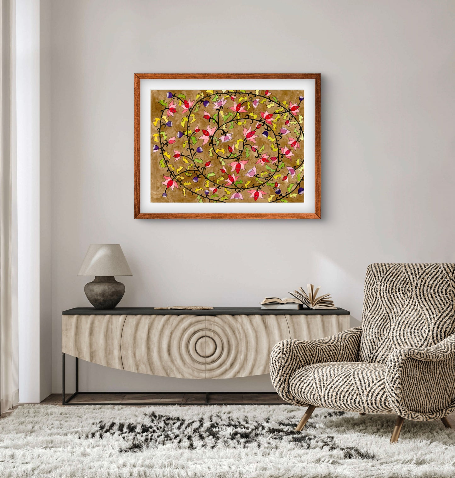 Lotus Flower Art Print - Traditional Floral Artwork | ZenS Art