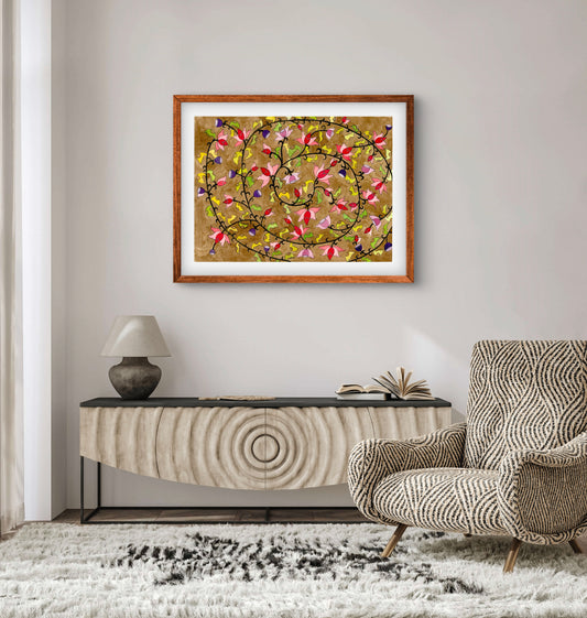 Lotus Flower Art Print - Traditional Floral Artwork | ZenS Art
