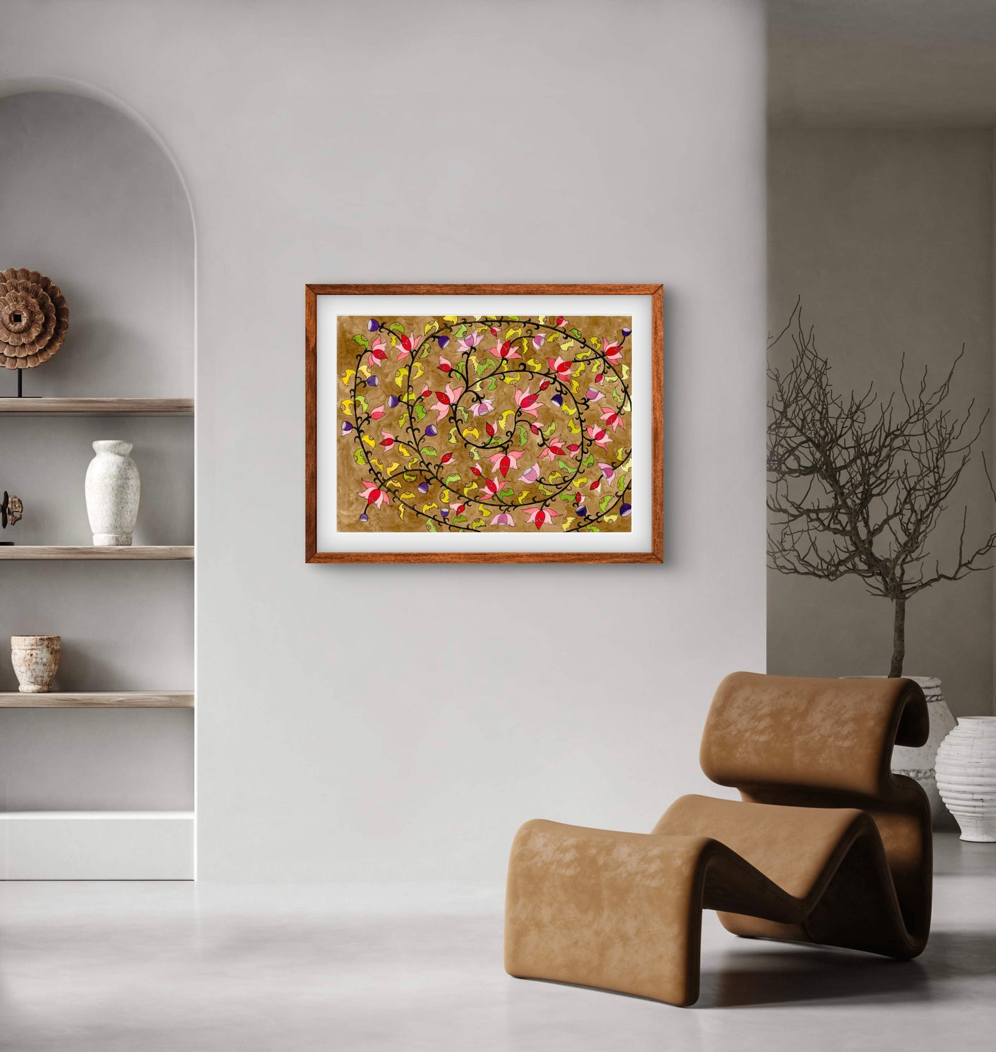 Lotus Flower Art Print - Traditional Floral Artwork | ZenS Art