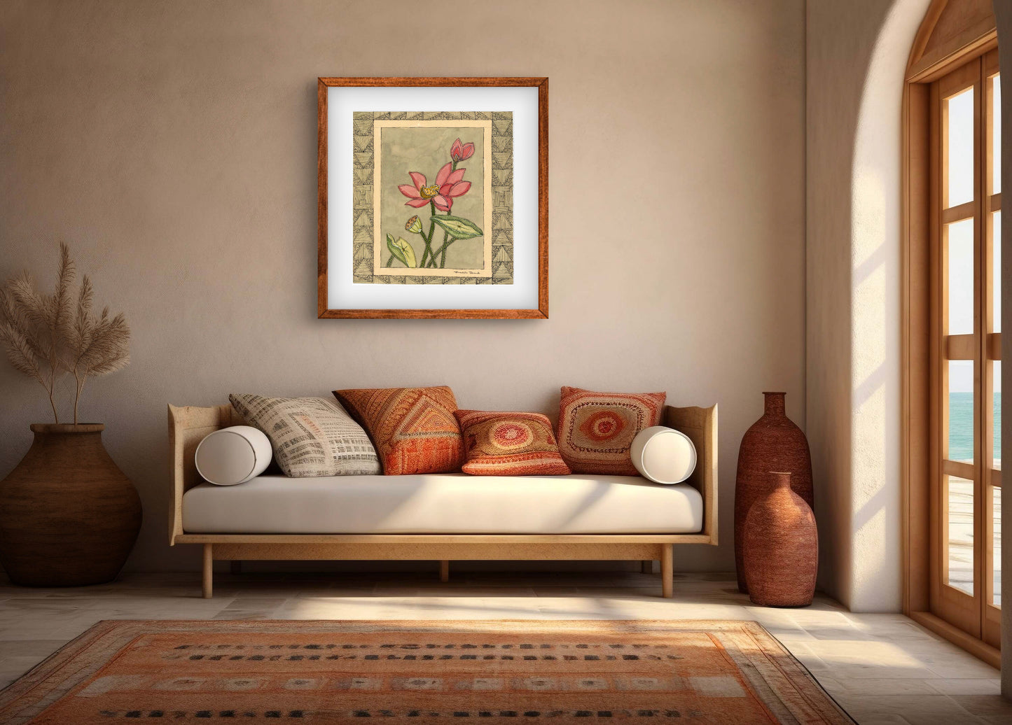 "Madhubani Floral Art - Traditional Indian Folk Motif Print | ZenS Art"