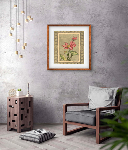 "Madhubani Floral Art - Traditional Indian Folk Motif Print | ZenS Art"