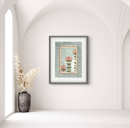 Madhubani Vintage Floral Art, Madhubani Motif Artwork.