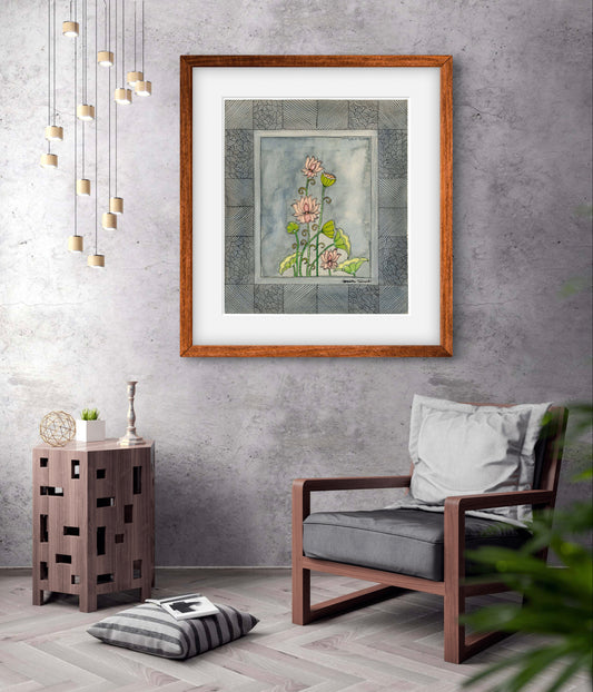 "Madhubani Vintage Floral Art - Traditional Indian Folk Motif Print | ZenS Art"