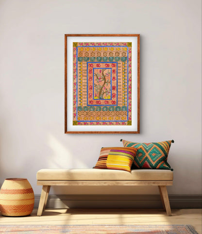 "Madhubani Godna Art - Traditional Indian Folk Artwork Print | ZenS Art"