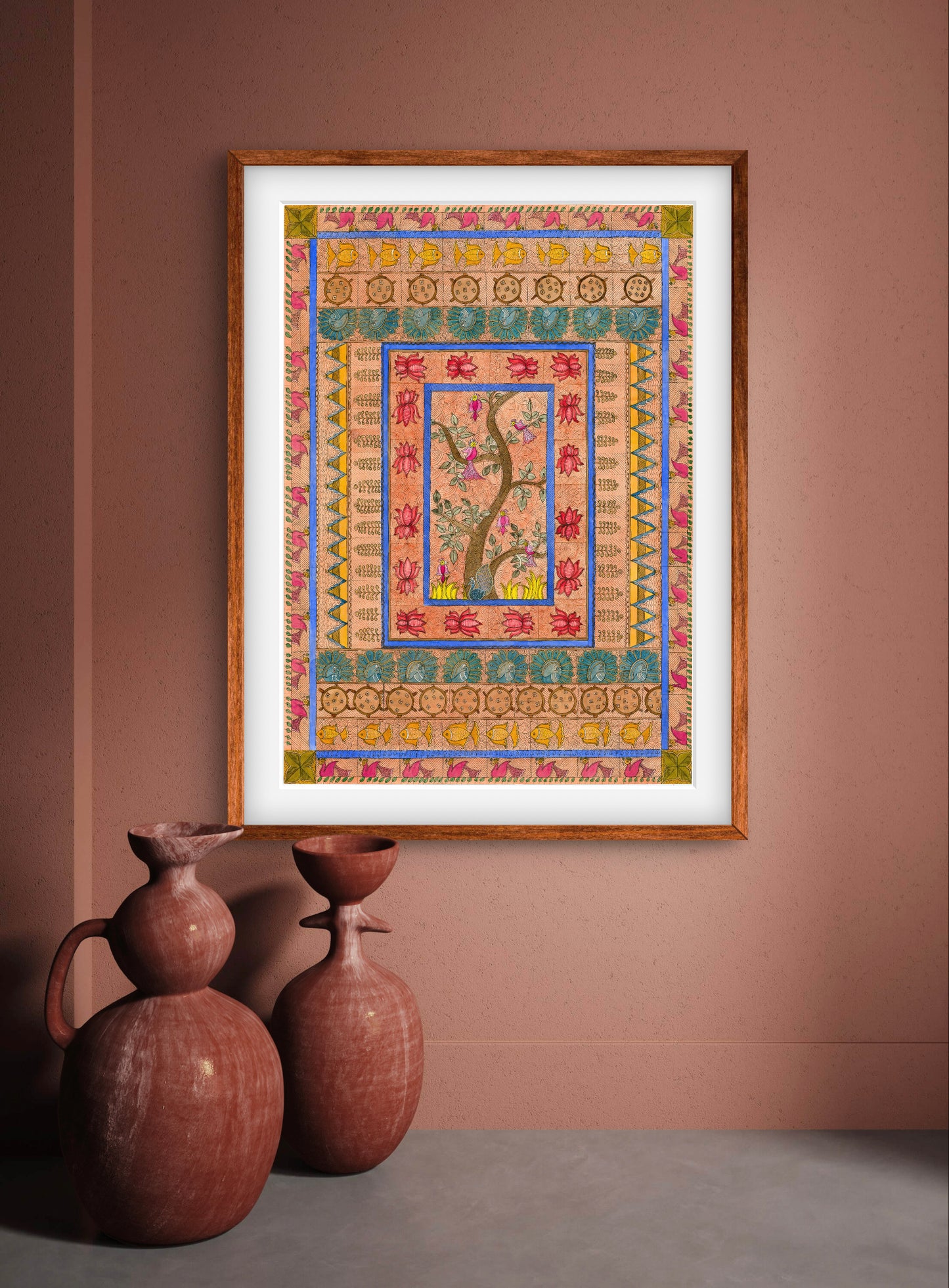 "Madhubani Godna Art - Traditional Indian Folk Artwork Print | ZenS Art"