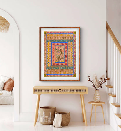 "Madhubani Godna Art - Traditional Indian Folk Artwork Print | ZenS Art"