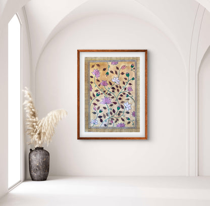 "Madhubani Floral Art - Traditional Indian Folk Motif Print | ZenS Art"