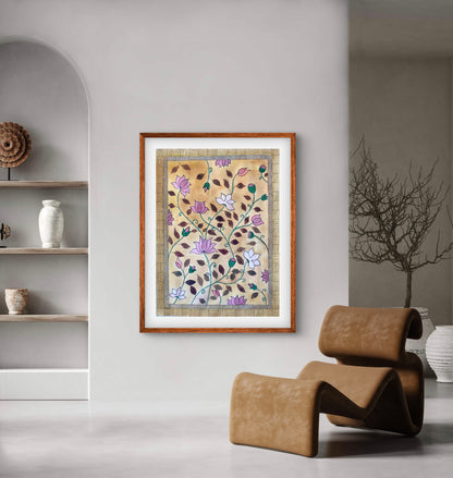 "Madhubani Floral Art - Traditional Indian Folk Motif Print | ZenS Art"