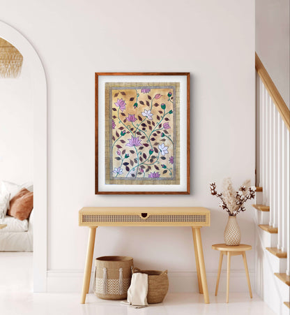 "Madhubani Floral Art - Traditional Indian Folk Motif Print | ZenS Art"