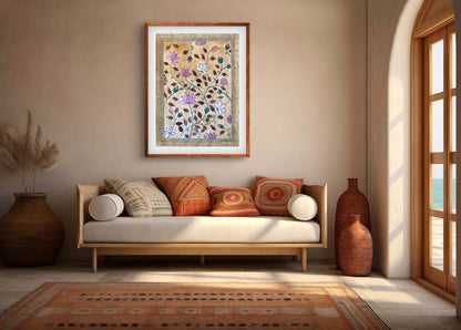 "Madhubani Floral Art - Traditional Indian Folk Motif Print | ZenS Art"