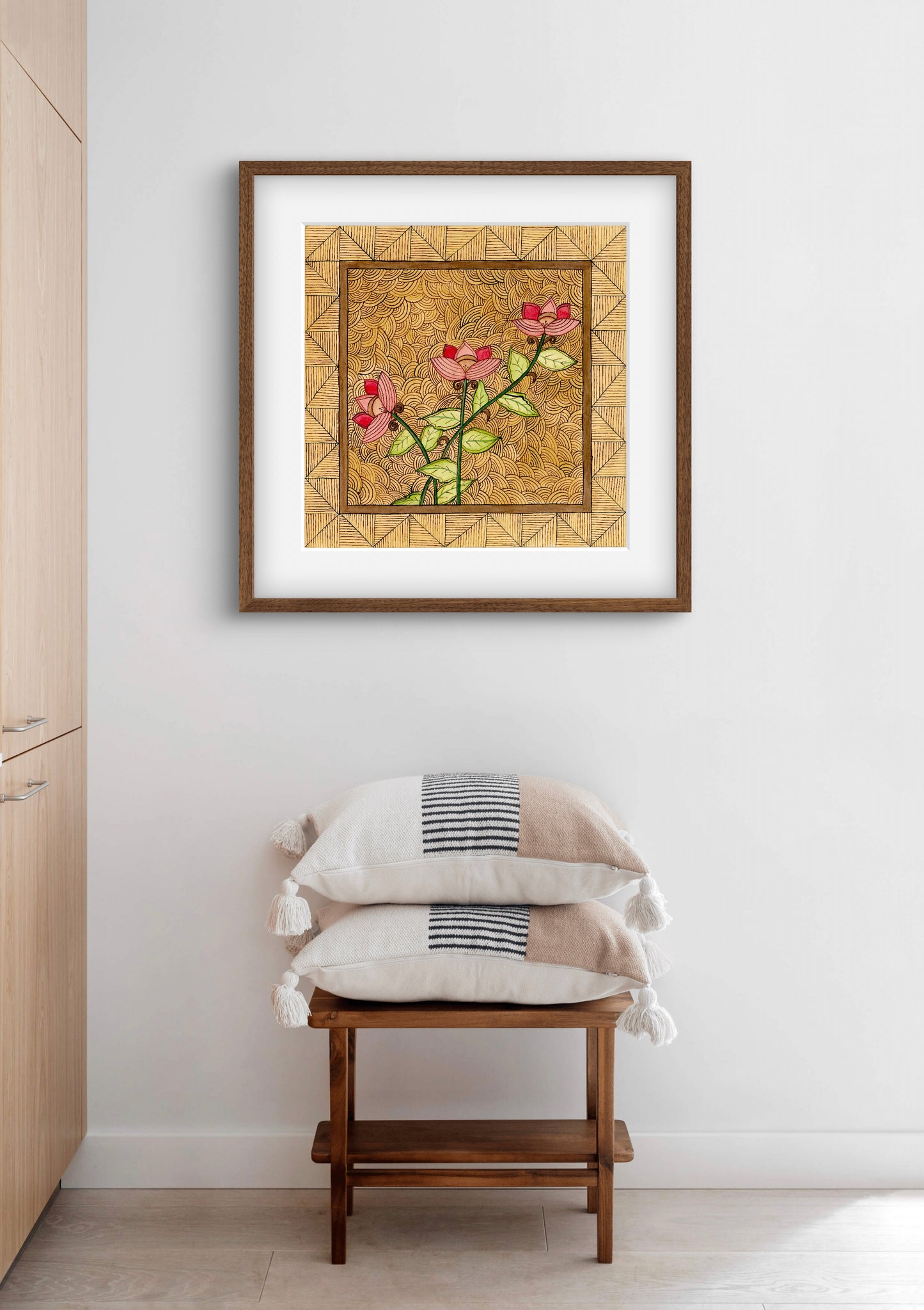 "Madhubani Motif Artwork - Traditional Indian Folk Art Print | ZenS Art"