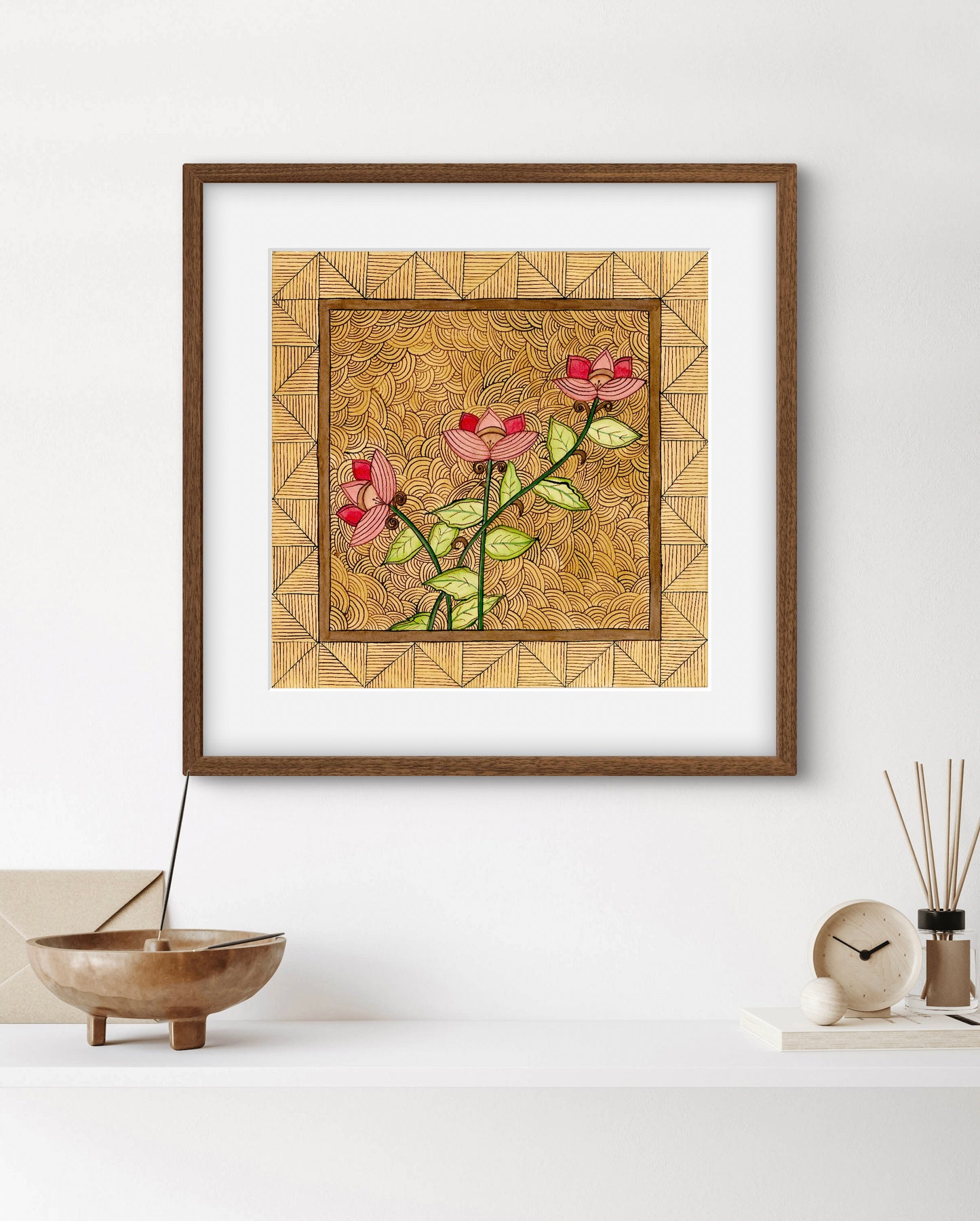 "Madhubani Motif Artwork - Traditional Indian Folk Art Print | ZenS Art"