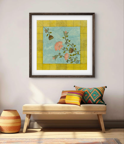 "Madhubani Vintage Art - Traditional Indian Folk Motif Print II | ZenS Art"