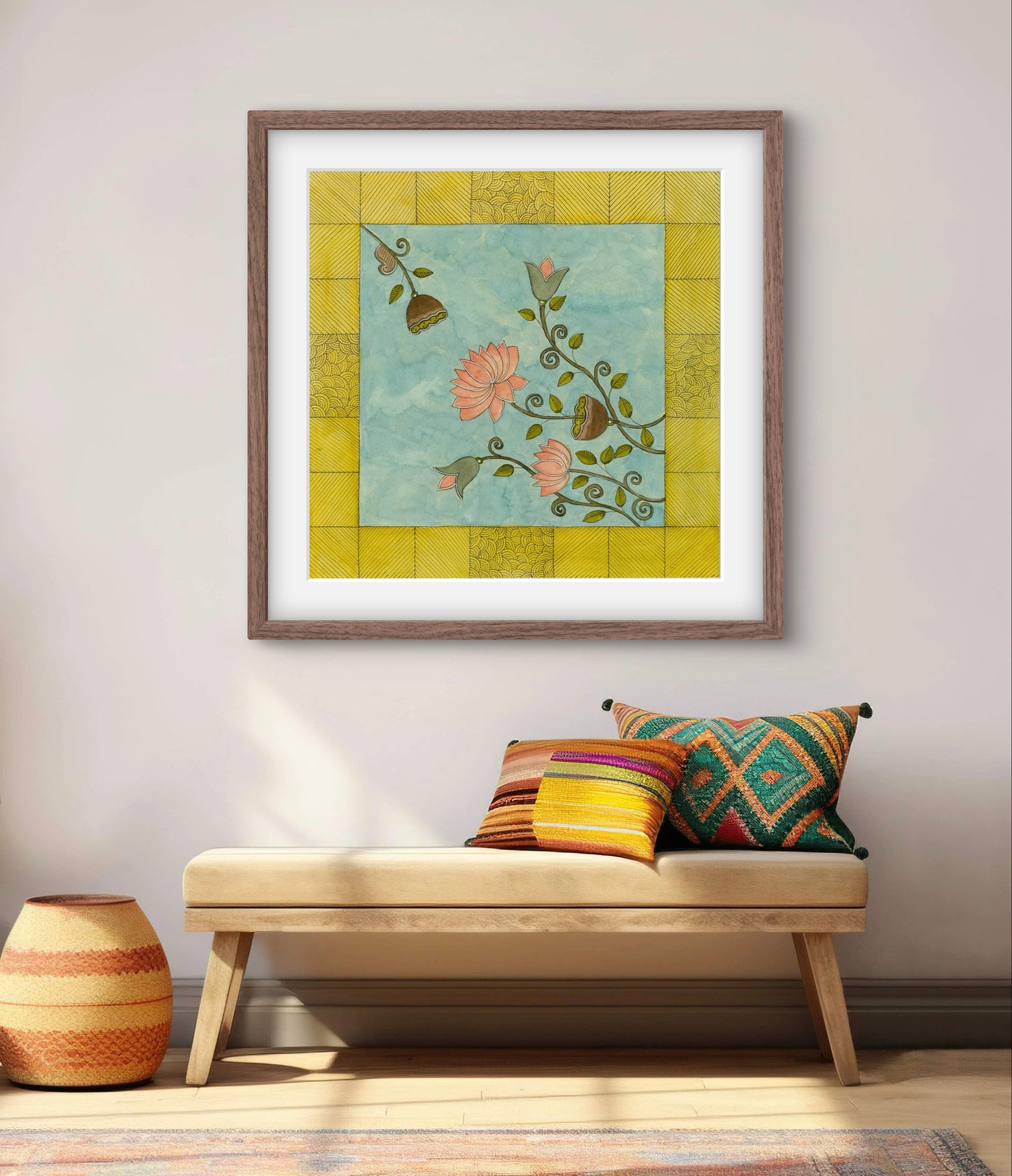 "Madhubani Vintage Art - Traditional Indian Folk Motif Print II | ZenS Art"