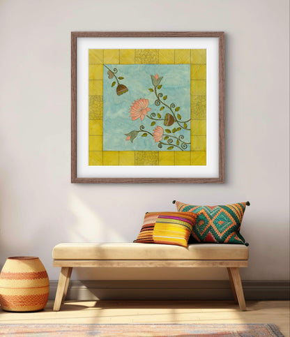 "Madhubani Vintage Art - Traditional Indian Folk Motif Print II | ZenS Art"