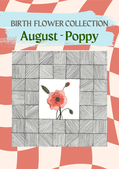 August Poppy Birth Flower Printital product