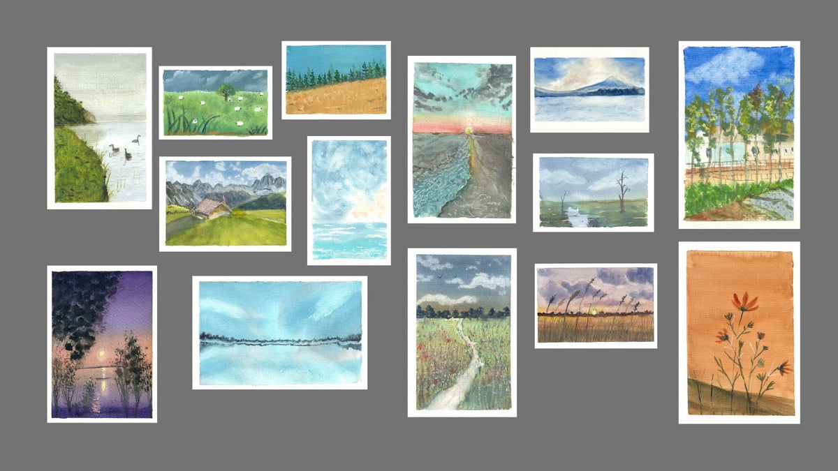 Watercolor Landscape Print Set, Nature Scenes, Cottage Coastal Decor (Digital Download) - I